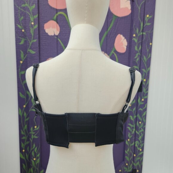 Vintage 1990's y2k black leather studded bralette crop top by First - Picture 2 of 15